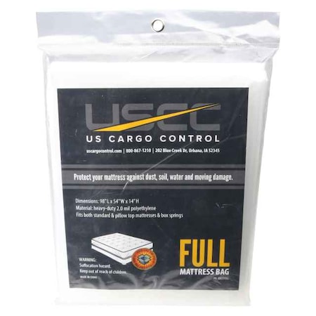 Us Cargo Control Heavy Duty Plastic Mattress Bag: Full USCCFULL